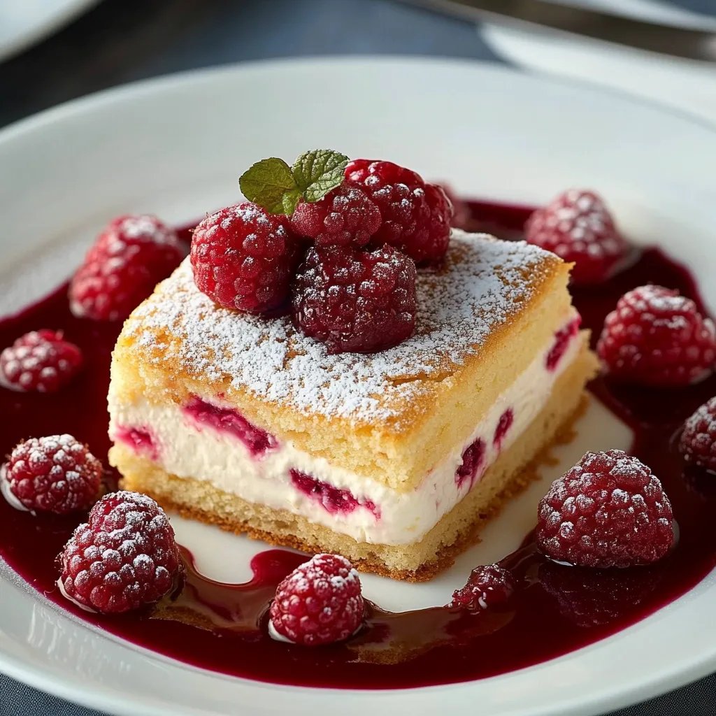 Butterkekskuchen mit Himbeeren und Pudding