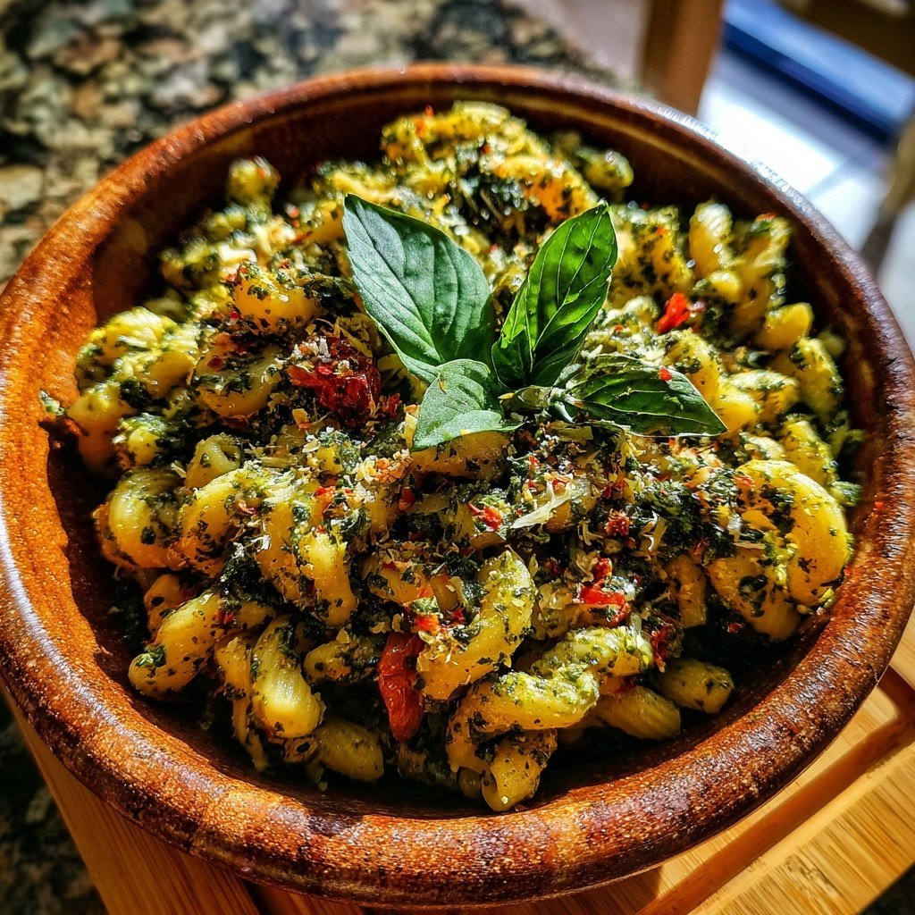 Mediterraner Nudelsalat Mit Pesto