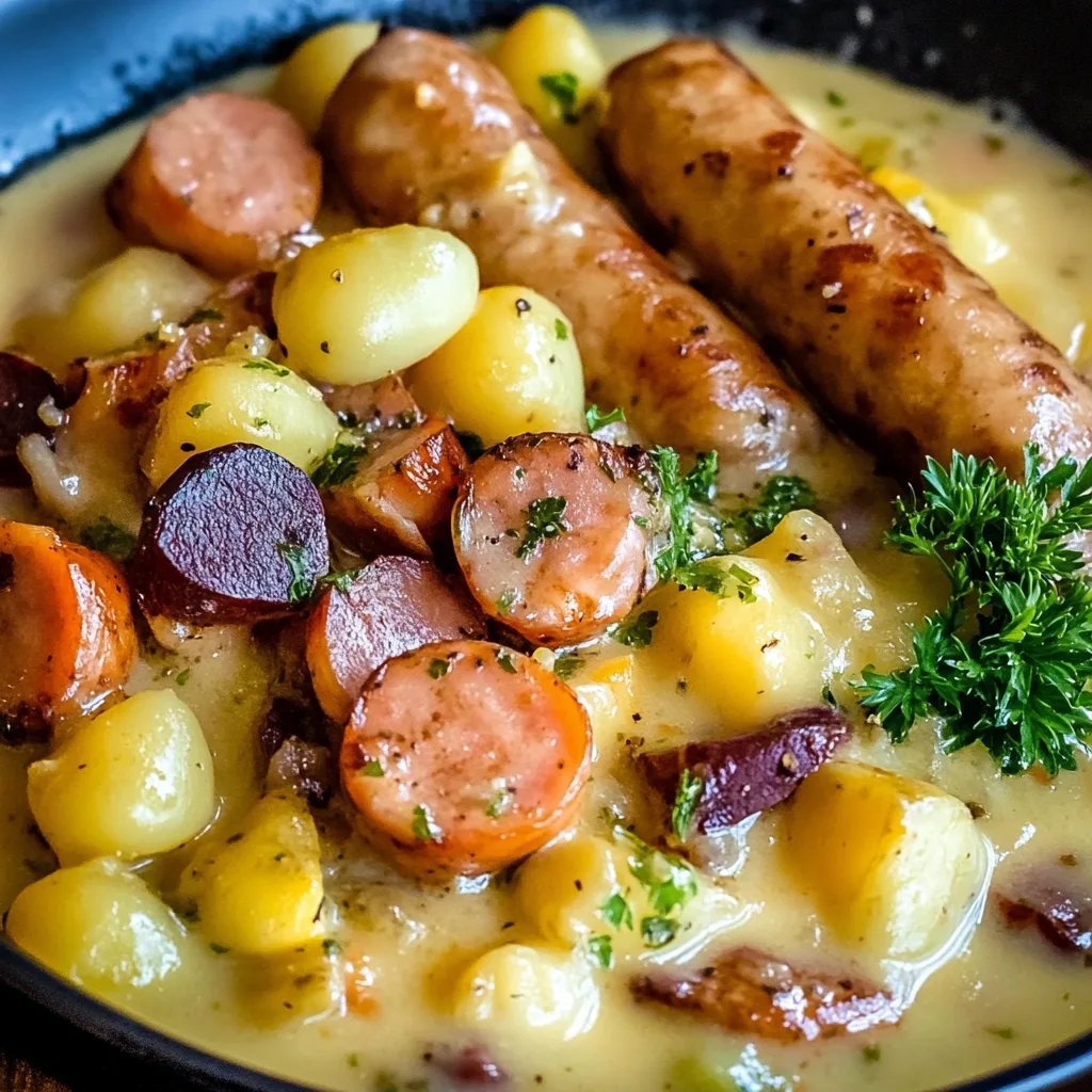 Eintopf mit Kartoffeln und Würstchen