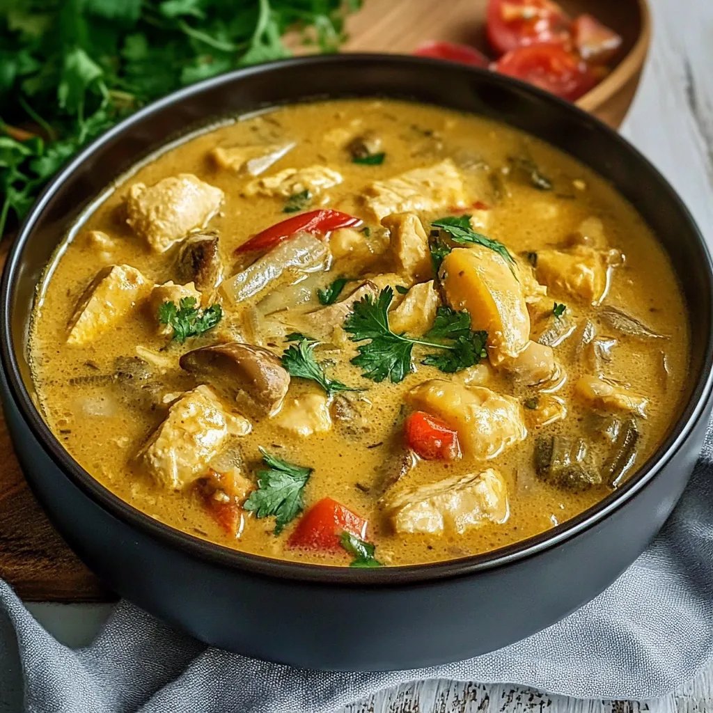 Hähnchen-Curry-Lauch-Suppe