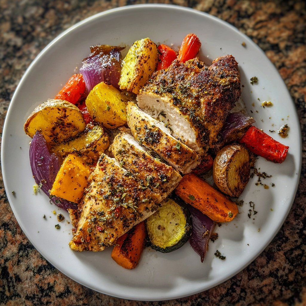 Kalorienarme Hähnchenbrust Mit Zitronen Pfeffer Und Ofengemüse