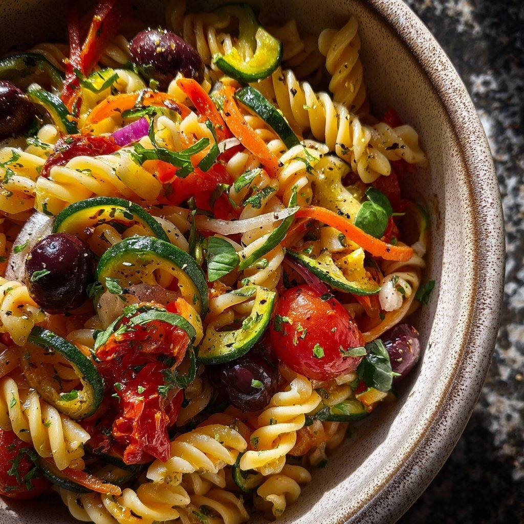 Mediterraner Nudelsalat Mit Getrockneten Tomaten