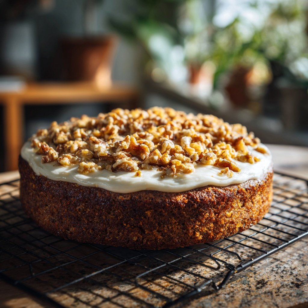 Karottenkuchen Mit Walnuss Topping