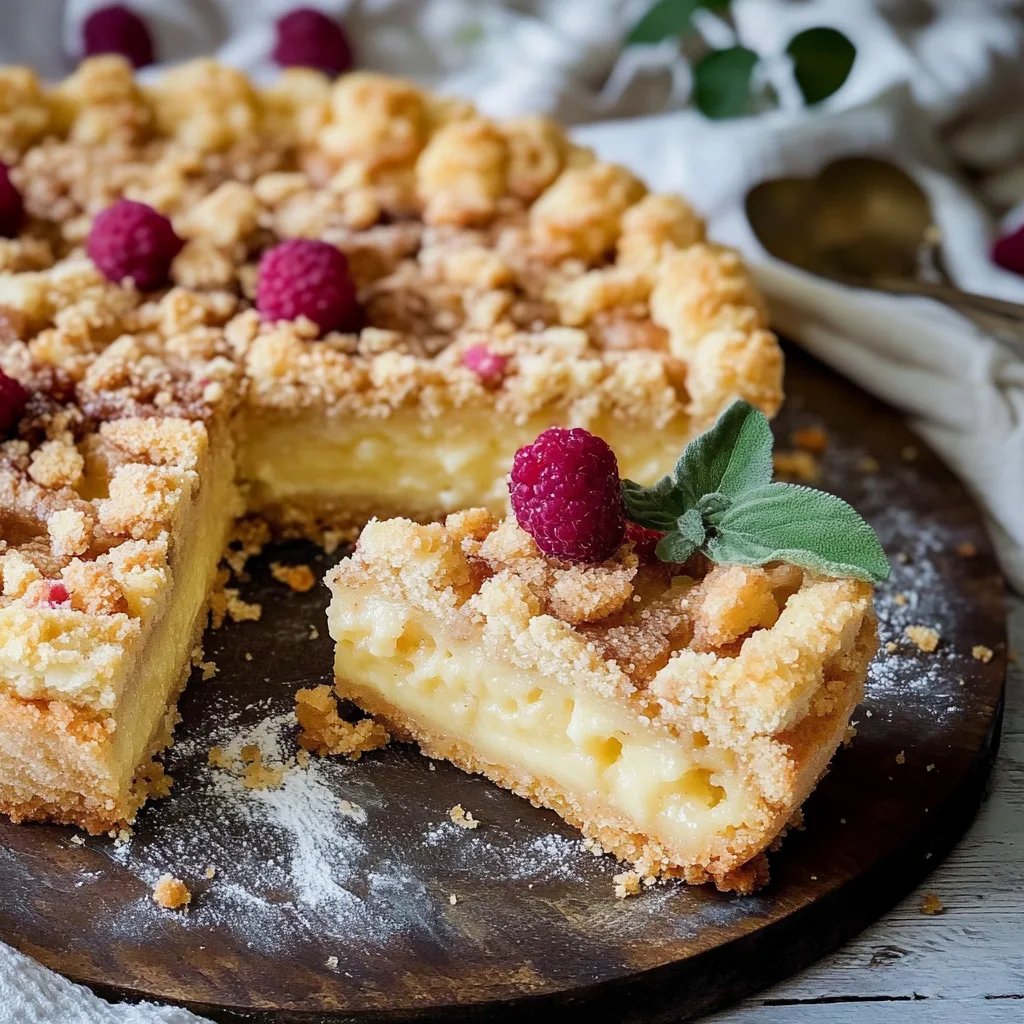 Saftiger schlesischer Streuselkuchen mit Sahneguss