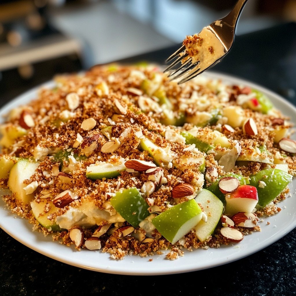 Knackiger Brokkolisalat mit Käse, Apfel und Mandeln – Schnell und lecker